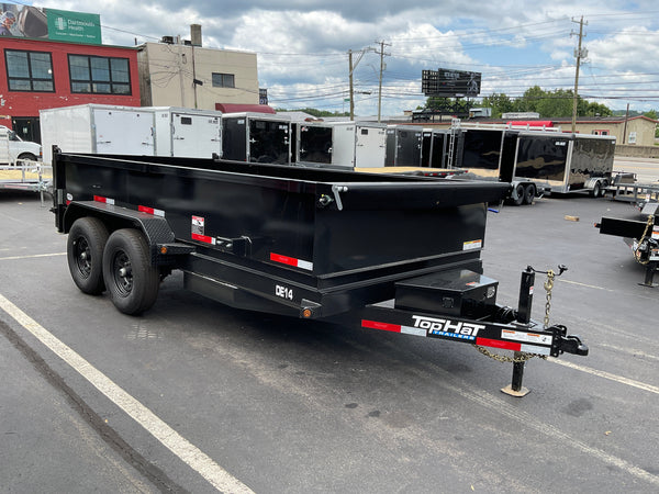Top Hat Trailers DE14 Dump Trailer 83"x14' Black 14K GVWR with Ramps Top Hat Trailers