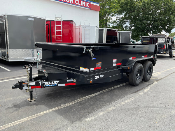 Top Hat Trailers DE14 Dump Trailer 83"x14' Black 14K GVWR with Ramps Top Hat Trailers