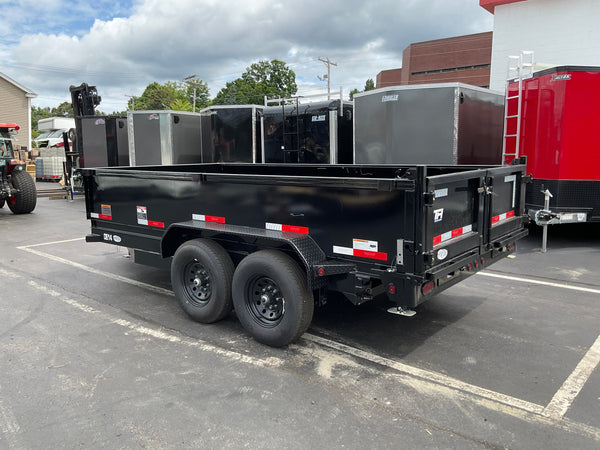 Top Hat Trailers DE14 Dump Trailer 83"x14' Black 14K GVWR with Ramps Top Hat Trailers