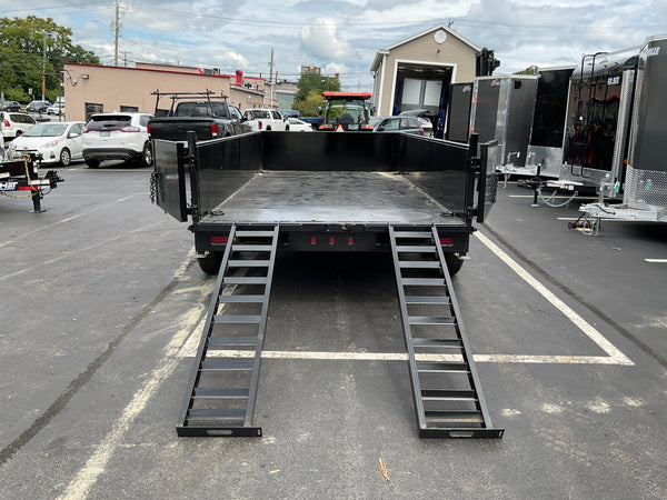 Top Hat Trailers DE14 Dump Trailer 83"x14' Black 14K GVWR with Ramps Top Hat Trailers