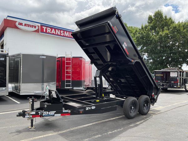 Top Hat Trailers DE14 Dump Trailer 83"x14' Black 14K GVWR with Ramps Top Hat Trailers