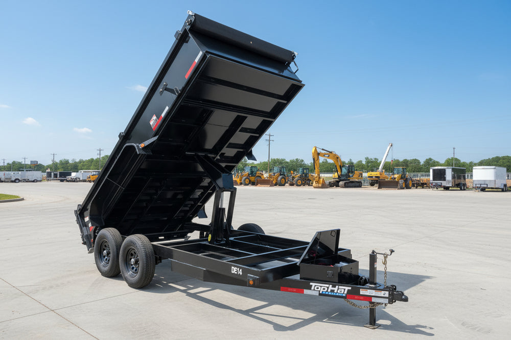 Top Hat Trailers DE14 Dump Trailer 83"x14' Black 14K GVWR with Ramps Top Hat Trailers