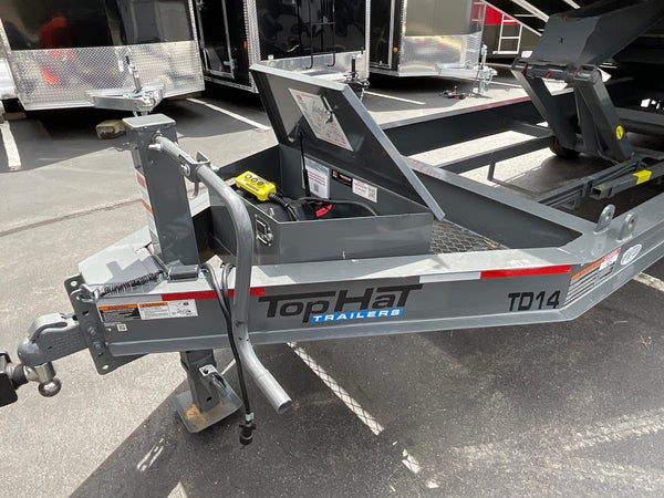Top Hat Trailers Deck Over Tilt Trailer DT14 102" x 22' Grey 14K GVWR, Hydraulic Tilt, Dexter Axles, Valspar Paint, 3 Year Warranty Top Hat Trailers