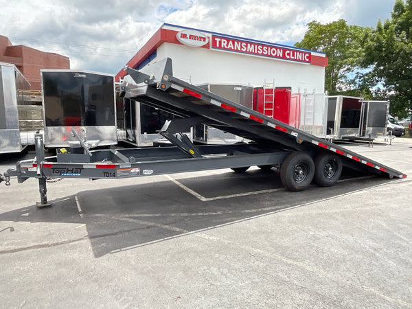 Top Hat Trailers Deck Over Tilt Trailer DT14 102" x 22' Grey 14K GVWR, Hydraulic Tilt, Dexter Axles, Valspar Paint, 3 Year Warranty Top Hat Trailers