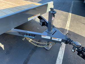 Top Hat Trailers Deluxe Open Car Hauler Trailer 83"x20' BCH, Charcoal Grey, 10K GVWR, 7k Drop Jack, Side Steps, 2' Beaver Tail, Forged Coupler, Slide-N-Ramp 5' Angle, Stabilizer Jacks, Dexter Axles, Valspar Paint, 3 Year Warranty Top Hat Trailers