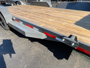 Top Hat Trailers Deluxe Open Car Hauler Trailer 83"x20' BCH, Charcoal Grey, 10K GVWR, 7k Drop Jack, Side Steps, 2' Beaver Tail, Forged Coupler, Slide-N-Ramp 5' Angle, Stabilizer Jacks, Dexter Axles, Valspar Paint, 3 Year Warranty Top Hat Trailers