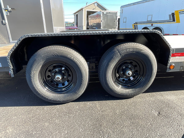 Top Hat Trailers Deluxe Open Car Hauler Trailer 83"x20' BCH, Charcoal Grey, 10K GVWR, 7k Drop Jack, Side Steps, 2' Beaver Tail, Forged Coupler, Slide-N-Ramp 5' Angle, Stabilizer Jacks, Dexter Axles, Valspar Paint, 3 Year Warranty Top Hat Trailers