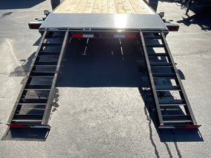 Top Hat Trailers Deluxe Open Car Hauler Trailer 83"x20' BCH, Charcoal Grey, 10K GVWR, 7k Drop Jack, Side Steps, 2' Beaver Tail, Forged Coupler, Slide-N-Ramp 5' Angle, Stabilizer Jacks, Dexter Axles, Valspar Paint, 3 Year Warranty Top Hat Trailers