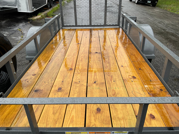 Top Hat Trailers Open Utility Trailer 60"x8' Derby Junior Express DJX Charcoal Grey 2,990# GVWR, Mesh Ramp, Forged Coupler, 2k Tongue Jack, Dexter Axle, Valspar Paint Top Hat Trailers