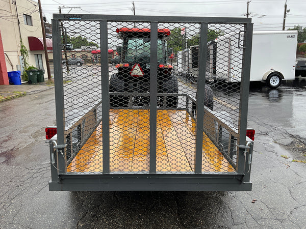 Top Hat Trailers Open Utility Trailer 60"x8' Derby Junior Express DJX Charcoal Grey 2,990# GVWR, Mesh Ramp, Forged Coupler, 2k Tongue Jack, Dexter Axle, Valspar Paint Top Hat Trailers