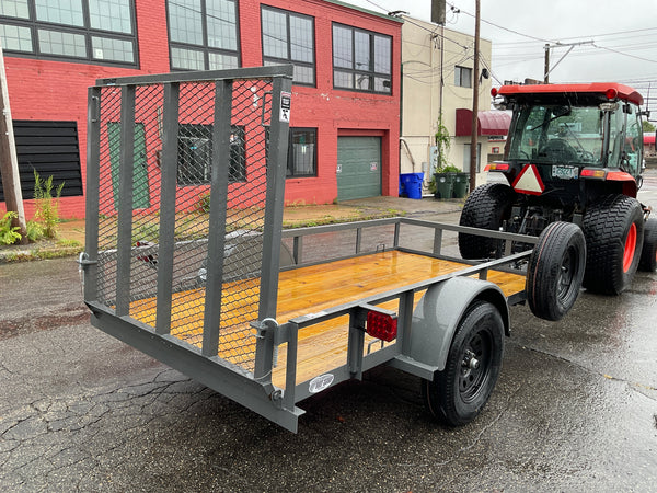 Top Hat Trailers Open Utility Trailer 60"x8' Derby Junior Express DJX Charcoal Grey 2,990# GVWR, Mesh Ramp, Forged Coupler, 2k Tongue Jack, Dexter Axle, Valspar Paint Top Hat Trailers