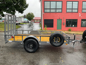 Top Hat Trailers Open Utility Trailer 60"x8' Derby Junior Express DJX Charcoal Grey 2,990# GVWR, Mesh Ramp, Forged Coupler, 2k Tongue Jack, Dexter Axle, Valspar Paint Top Hat Trailers