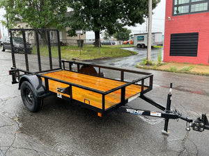 Top Hat Trailers Open Utility Trailer 60"x10' Derby Junior Express DJX Charcoal Grey 2,990# GVWR, Mesh Ramp, Forged Coupler, 2k Tongue Jack, Dexter Axle, Valspar Paint Top Hat Trailers