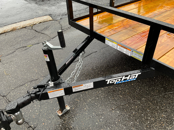 Top Hat Trailers Open Utility Trailer 60"x10' Derby Junior Express DJX Charcoal Grey 2,990# GVWR, Mesh Ramp, Forged Coupler, 2k Tongue Jack, Dexter Axle, Valspar Paint Top Hat Trailers