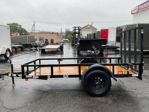 Top Hat Trailers Open Utility Trailer 60"x10' Derby Junior Express DJX Charcoal Grey 2,990# GVWR, Mesh Ramp, Forged Coupler, 2k Tongue Jack, Dexter Axle, Valspar Paint Top Hat Trailers