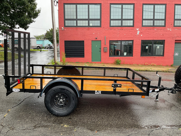 Top Hat Trailers Open Utility Trailer 60"x10' Derby Junior Express DJX Charcoal Grey 2,990# GVWR, Mesh Ramp, Forged Coupler, 2k Tongue Jack, Dexter Axle, Valspar Paint Top Hat Trailers