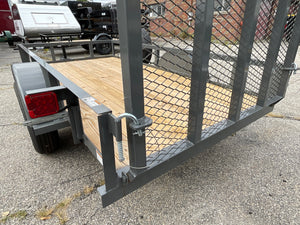 Top Hat Trailers Open Utility Trailer 60"x10' Derby Junior Express DJX Charcoal Grey 2,990# GVWR, Mesh Ramp, Forged Coupler, 2k Tongue Jack, Dexter Axle, Valspar Paint Top Hat Trailers