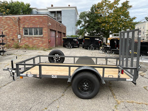 Top Hat Trailers Open Utility Trailer 60"x10' Derby Junior Express DJX Charcoal Grey 2,990# GVWR, Mesh Ramp, Forged Coupler, 2k Tongue Jack, Dexter Axle, Valspar Paint Top Hat Trailers