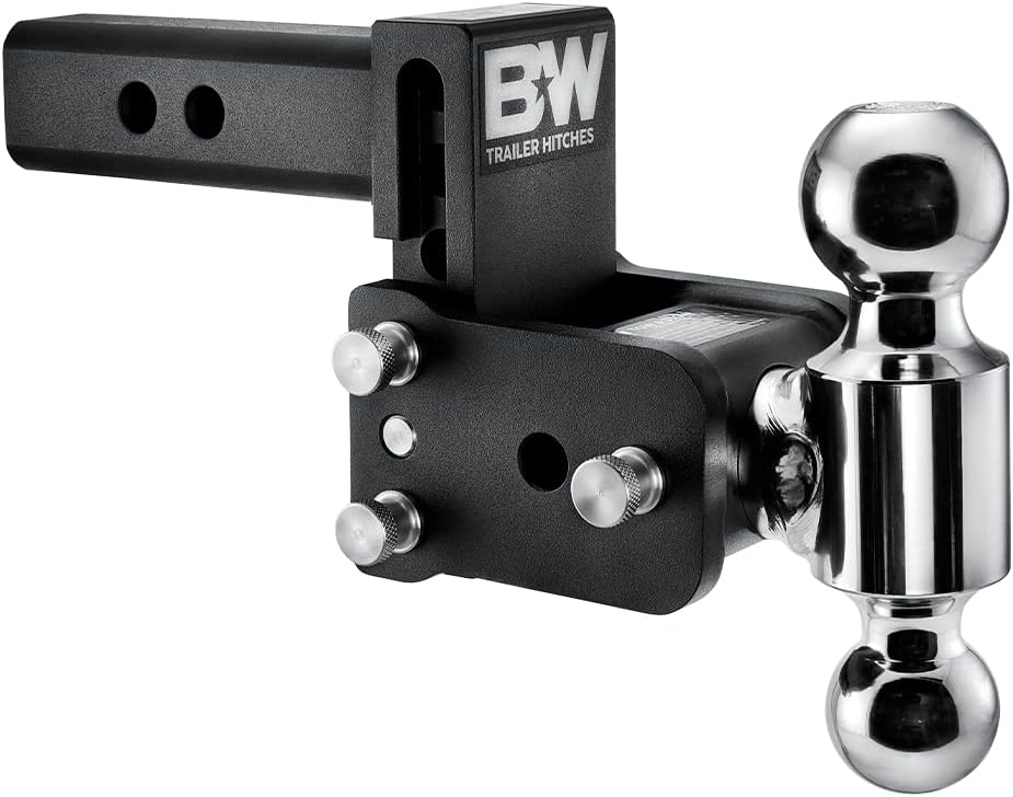 B&W Trailer Hitches TS10033B Trailer Hitch Ball Mount; Tow & Stow Model 6; Class III; Fits 2 Inch Receiver; 10000 Pound Gross Trailer Weight/ 1000 Pound Tongue Weight; 3 Inch Drop/ 3-1/2 Inch Rise; Dual Ball With 2 Inch And 2-5/16 Inch; Black