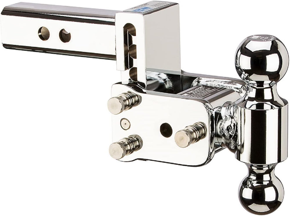 B&W Trailer Hitches TS10033C Trailer Hitch Ball Mount; Tow & Stow Model 6; Class IV; Fits 2 Inch Receiver; 10000 Pound Gross Trailer Weight/ 1000 Pound Tongue Weight; 3 Inch Drop/ 3-1/2 Inch Rise; Dual Ball- 2 Inch And 2-5/16 Inch; Chrome