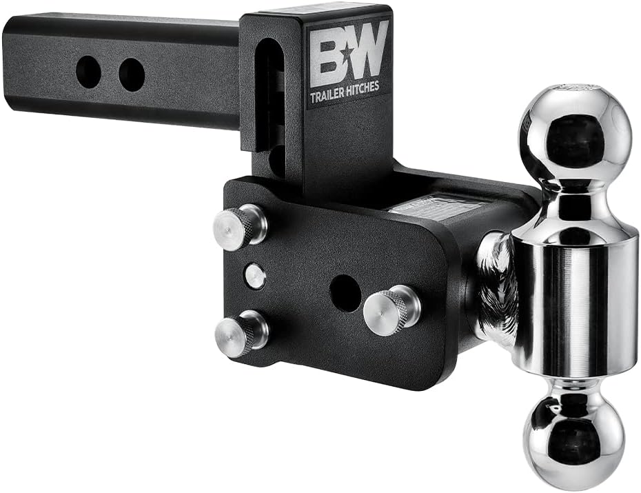 B&W Trailer Hitches TS10035B Trailer Hitch Ball Mount; Tow & Stow Model 6; Class IV; Fits 2 Inch Receiver; 10000 Pound Gross Trailer Weight/ 1000 Pound Tongue Weight; 3 Inch Drop/ 3-1/2 Inch Rise; Dual Ball-1-7/8 Inch And 2 Inch; Black