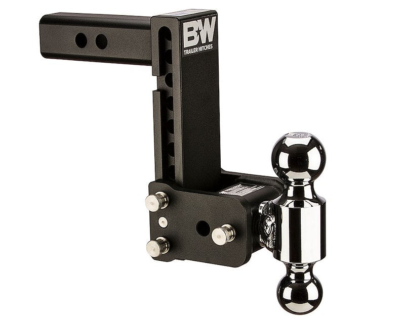B&W Trailer Hitches TS10040B Trailer Hitch Ball Mount; Tow & Stow Model 10; Class IV; Fits 2 Inch Receiver; 10000 Pound Gross Trailer Weight/ 1000 Pound Tongue Weight; 7 Inch Drop/ 7-1/2 Inch Rise; Dual Ball- 2 Inch And 2-5/16 Inch; Black