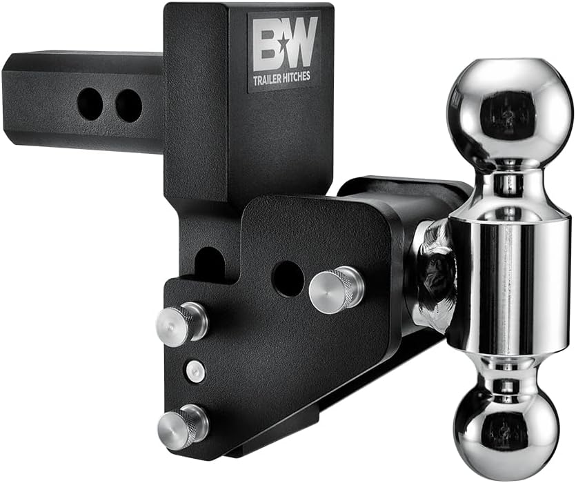 B&W Trailer Hitches TS10063BMP Trailer Hitch Ball Mount; Tow & Stow ®; For Use With GM Multi-Pro Tailgate; Fits 2 Inch Receiver; 10000 Pound Gross Trailer Weight/ 1000 Pound Tongue Weight; 2-1/2 Inch Drop/ 3-1/2 Inch Rise; Dual Ball - 2 Inch/ 2-5/16 Inch