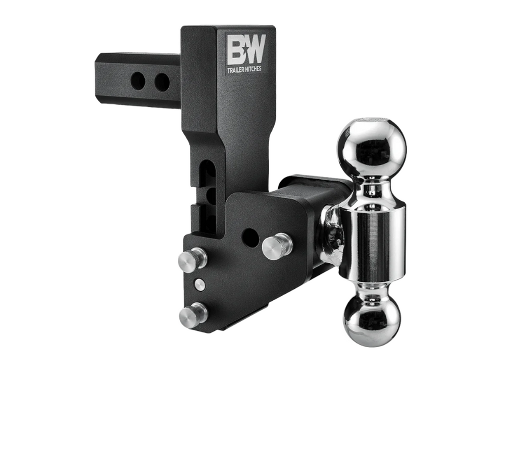 B&W Trailer Hitches TS10065BMP Trailer Hitch Ball Mount; Tow & Stow ®; Recommended For GM Multi-Pro Tail-gate; Fits 2 Inch Receiver; 10000 Pound Gross Trailer Weight/ 1000 Pound Tongue Weight; 5 Inch Drop/ 6 Inch Rise; Dual Ball - 2 Inch and 2-5/16 Inch