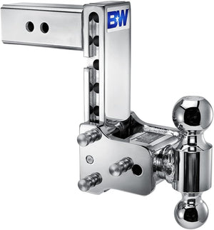 B&W Trailer Hitches TS20040C Trailer Hitch Ball Mount; Tow & Stow Model 10; Class V; Fits 2-1/2 Inch Receiver; 14500 Pound GTW/ 1450 Pound TW; 7 Inch Drop/ 7-1/2 Inch Rise; Dual Ball 2 Inch (7500 Pounds) And 2-5/16 Inch (14500 Pounds); Chrome