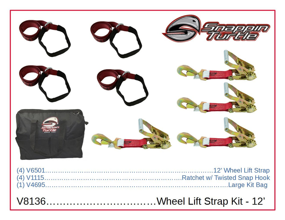 12' Wheel Lift Strap - Ratchet w/Twisted Snap Hook - Large Bag