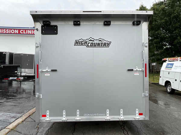 8.5' x 24' Xpress XLT Pro Series Enclosed Car Hauler - Silver – Extended Tongue, Composite Roof, Canopy & Elite Escape Door - 4-Year Limited Warranty