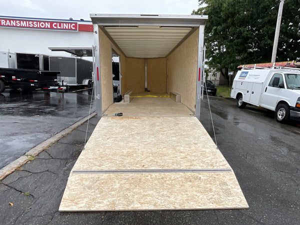 8.5' x 24' Xpress XLT Pro Series Enclosed Car Hauler - Silver – Extended Tongue, Composite Roof, Canopy & Elite Escape Door - 4-Year Limited Warranty