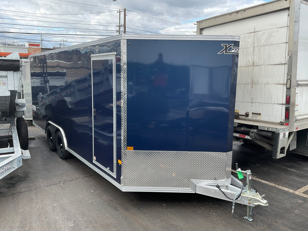 Enclosed Car Hauler Trailer 8.5'x20' V-Nose Blue Ramp High Country Aluminum