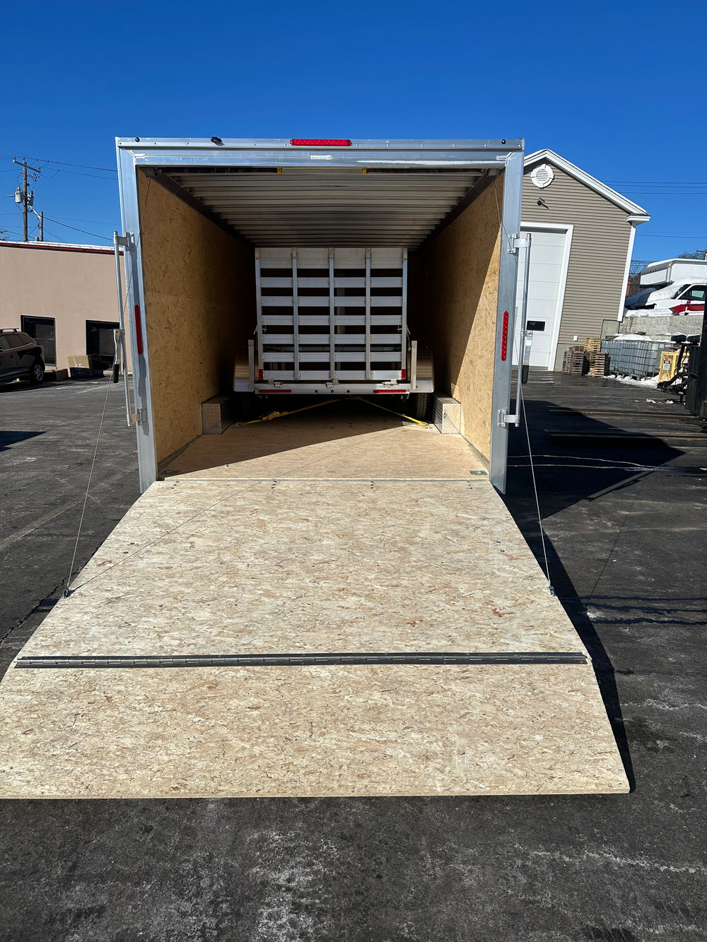 Enclosed Car Hauler Trailer 8.5'x20' V-Nose Blue Ramp High Country Aluminum