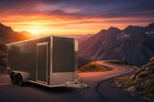 Xpress Aluminmum Enclosed Cargo Trailer 7'x16' Charcoal RAMP, 7' Interior Height, Composite Exterior Panels, Translucent Roof, Rear Door Canopy, 4 Year Warranty Xpress Trailers