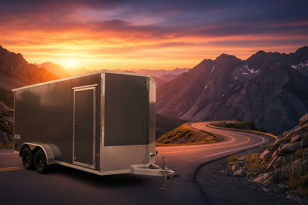 Xpress Aluminmum Enclosed Cargo Trailer 7'x16' Charcoal RAMP, 7' Interior Height, Composite Exterior Panels, Translucent Roof, Rear Door Canopy, 4 Year Warranty Xpress Trailers