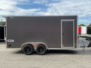 Xpress Aluminmum Enclosed Cargo Trailer 7'x16' Charcoal RAMP, 7' Interior Height, Composite Exterior Panels, Translucent Roof, Rear Door Canopy, 4 Year Warranty Xpress Trailers