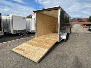 Xpress Aluminmum Enclosed Cargo Trailer 7'x16' Charcoal RAMP, 7' Interior Height, Composite Exterior Panels, Translucent Roof, Rear Door Canopy, 4 Year Warranty Xpress Trailers