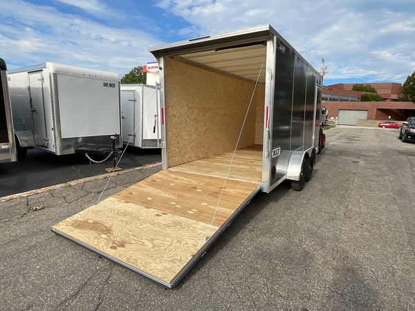 Xpress Aluminmum Enclosed Cargo Trailer 7'x16' Charcoal RAMP, 7' Interior Height, Composite Exterior Panels, Translucent Roof, Rear Door Canopy, 4 Year Warranty Xpress Trailers