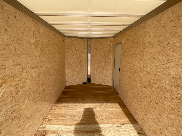 Xpress Aluminmum Enclosed Cargo Trailer 7'x16' Charcoal RAMP, 7' Interior Height, Composite Exterior Panels, Translucent Roof, Rear Door Canopy, 4 Year Warranty Xpress Trailers