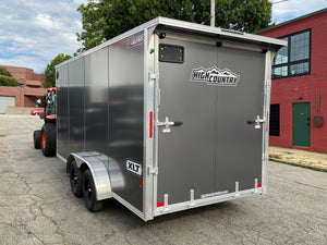 Xpress Aluminmum Enclosed Cargo Trailer 7'x16' Charcoal RAMP, 7' Interior Height, Composite Exterior Panels, Translucent Roof, Rear Door Canopy, 4 Year Warranty Xpress Trailers