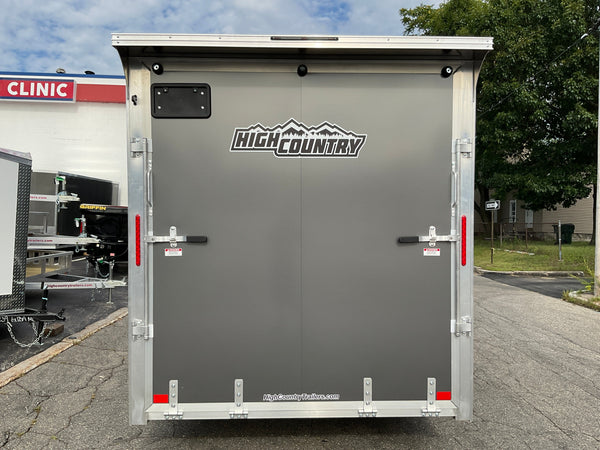 Xpress Aluminmum Enclosed Cargo Trailer 7'x16' Charcoal RAMP, 7' Interior Height, Composite Exterior Panels, Translucent Roof, Rear Door Canopy, 4 Year Warranty Xpress Trailers