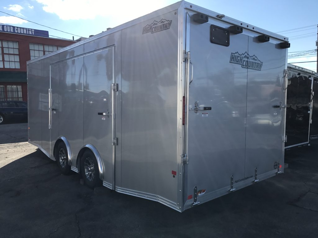 Enclosed Car Hauler Trailer 8.5’x20′ Tapered VNose SILVER Ramp High