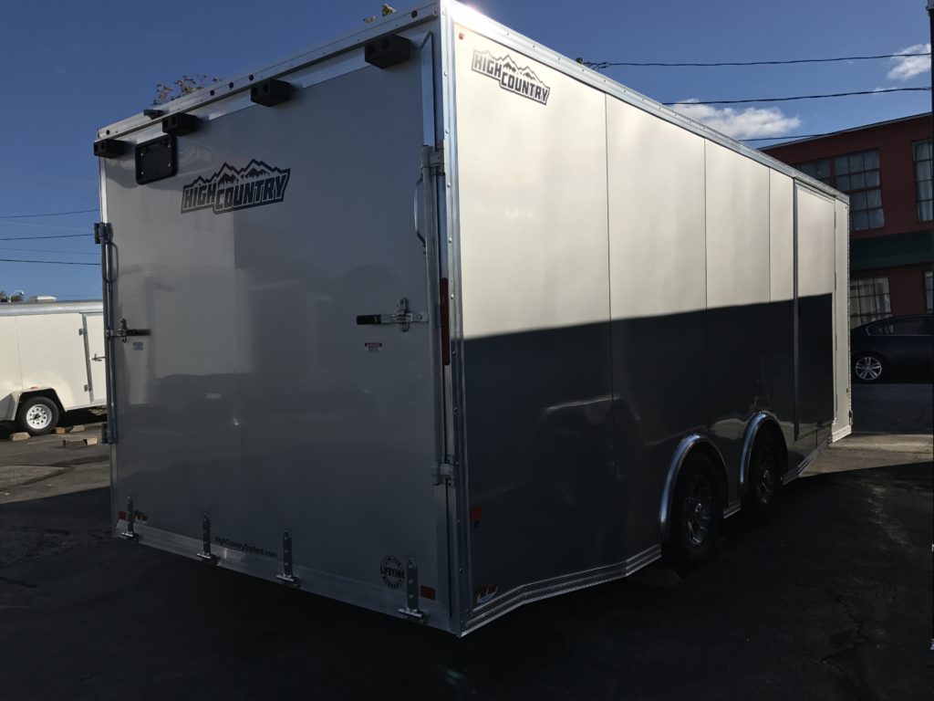 Enclosed Car Hauler Trailer 8.5’x20′ Tapered V-Nose SILVER Ramp High ...