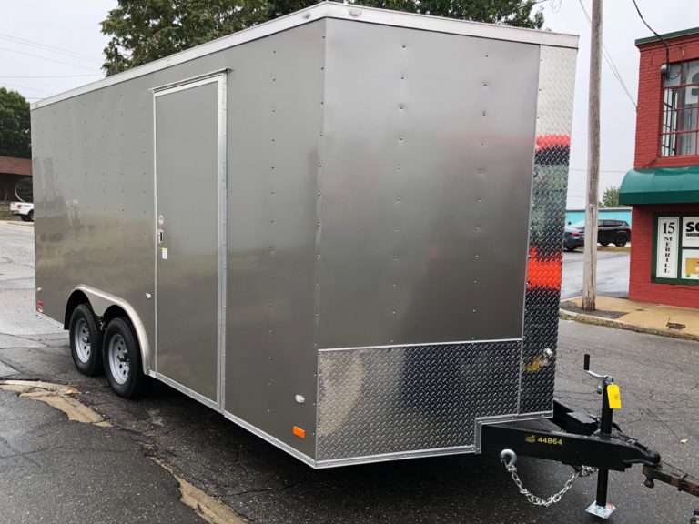 Enclosed Car Hauler Trailer 8.5’x16’+2’V pewter Covered Wagon | Ron's ...