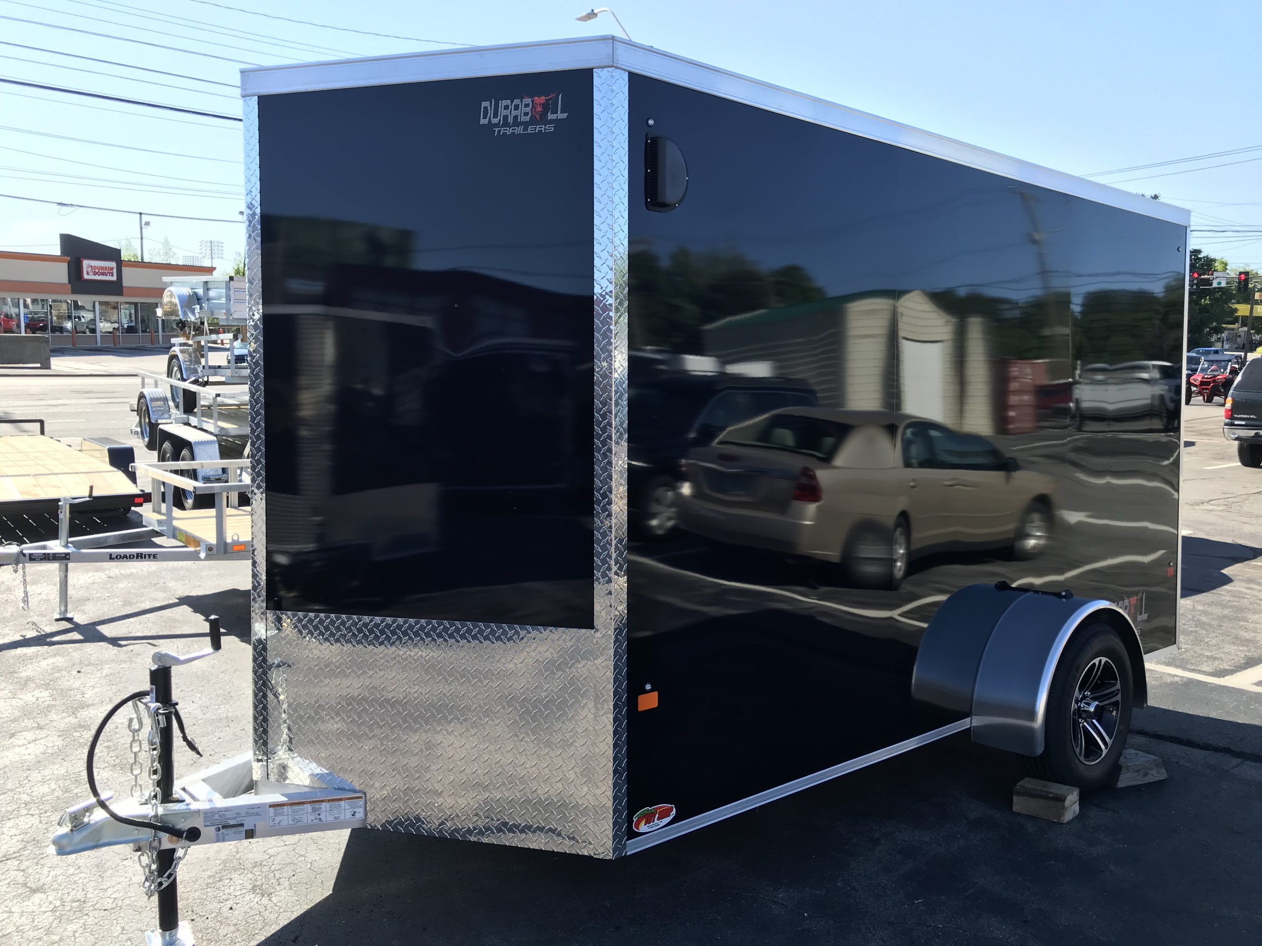 Enclosed Cargo 6'x12'+2'V BLACK RAMP DuraBull Aluminum 6'6" Interior Elite