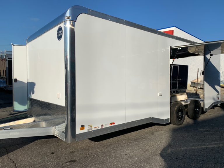 Enclosed Car Hauler Trailer 8.5’x24′ Bull-Nose WHITE Ramp Wells Cargo ...