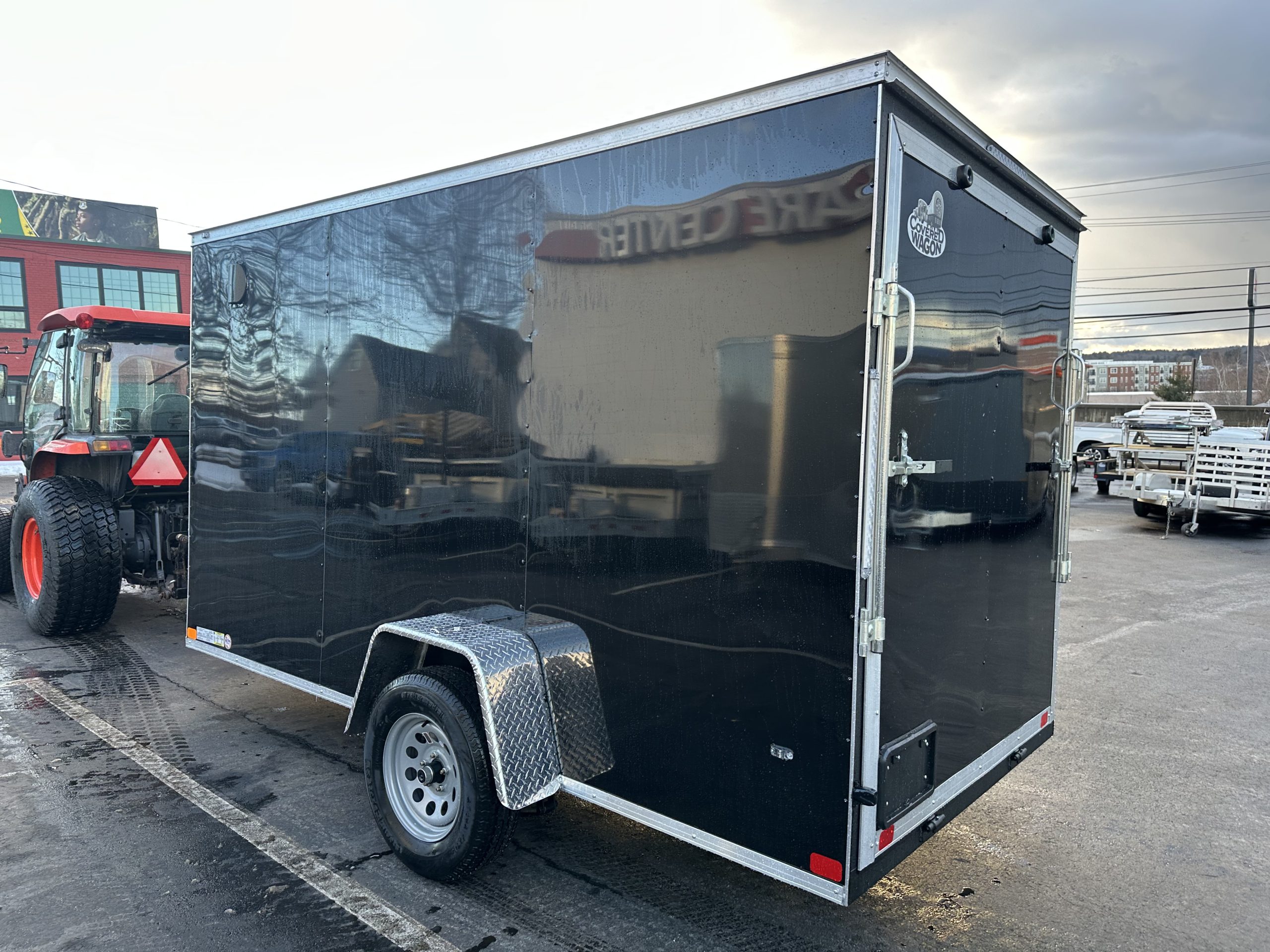 Enclosed Cargo Trailer 6'x12'+2'V BLACK RAMP Covered Wagon