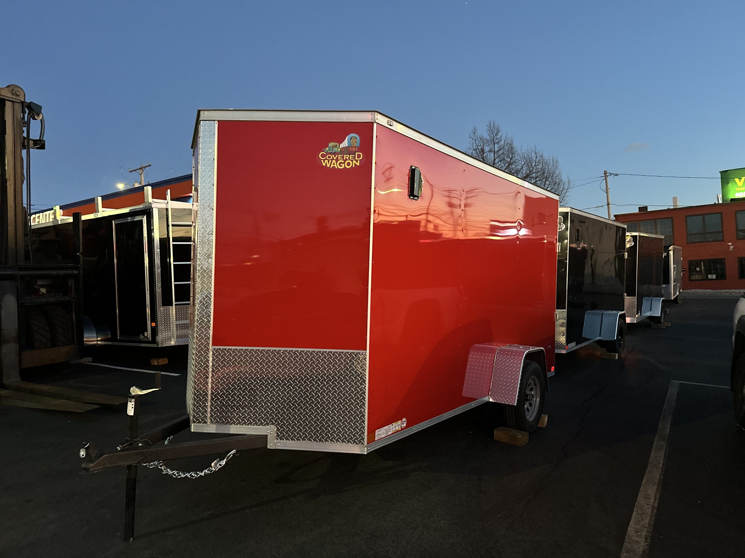 Enclosed Cargo Trailer 6'x12'+2'V RED RAMP Covered Wagon