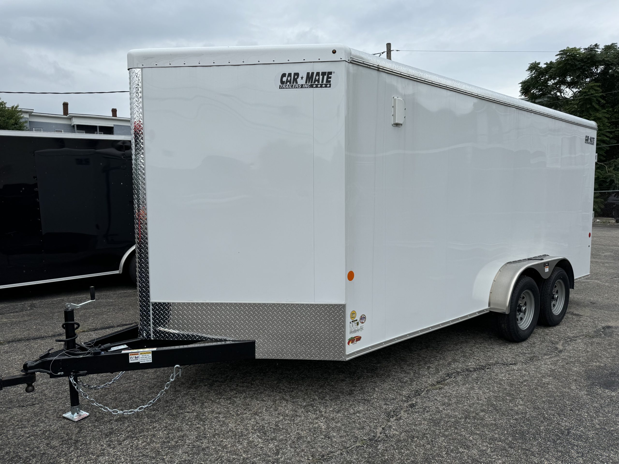 Enclosed Cargo Trailer 7'x16' White RAMP Car Mate Custom Cargo 6'6" V-NOSE